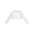 thumbnail image 4 of YEAHDOR Kids Girls Long Sleeves Bolero 3D Applique Flower Girl Dress Coat Fully Liner Cardigan Wedding Shrug White 6, 4 of 5