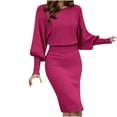 thumbnail image 2 of WJHWSX Fall Dresses for Women 2025,Womens Dresses,Dresses for Women,Long Sleeve,Crew Neck,Breathable,Solid,XL, 2 of 3