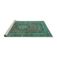 thumbnail image 2 of Ahgly Company Machine Washable Indoor Square Persian Turquoise Blue Traditional Area Rugs, 4' Square, 2 of 4