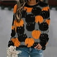 thumbnail image 3 of MesaSe Sweat-Shirt Citrouille pour Femmes Halloween Manches Longues Col Rond Pull Orange, 3 of 3