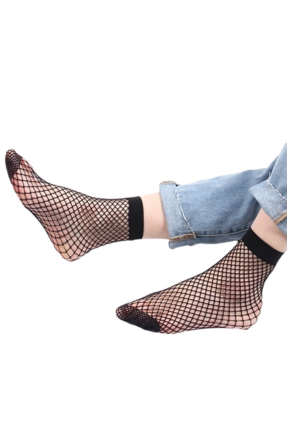 Socks for Women Fashion Glitter Fishnet Socks, Transparent Elastic Sheer Ankle Hosiery