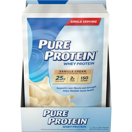 Pure Protein® Whey Powder - Vanilla, 7 Single Serving (Best Whey For Muscle Building)
