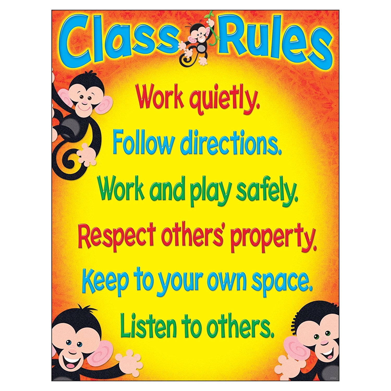 Trend Enterprises Inc Our Class Rules Monkey Mischief Learning Chart 17" x ... 