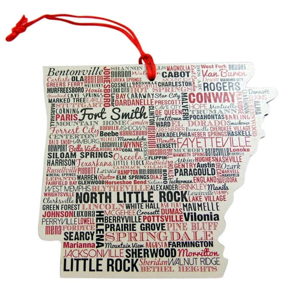 Arkansas Ornament Wooden christmas Tree Decoration with city Names