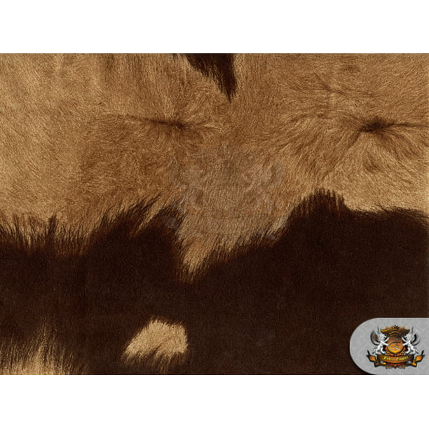 Suede Velvet Big Cow Print Fabric Upholstery Brown 54 Wide