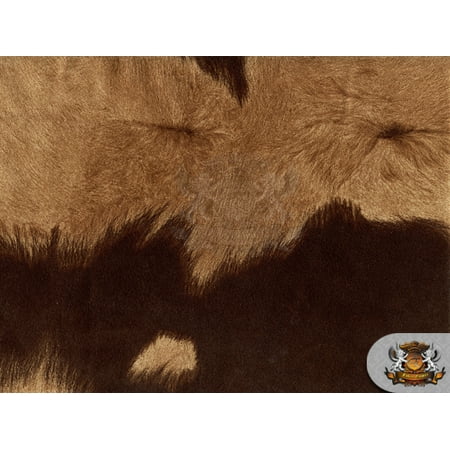 Suede Velvet BIG Cow print fabric Upholstery BROWN / 54