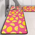 thumbnail image 2 of Kitchen Rugs Sets Of 2,Yellow Lemon Fruit Slices Pink Pattern Anti Fatigue Kitchen Mat Rugs Non Slip Washable,Decorative Kitchen Floor Mats for Kitchen,Sink,Laundry,17"x47"+17"x47", 2 of 5