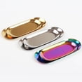 thumbnail image 6 of Linyer Nordic Style Oval Shaped Tray Gold Plate Trays Stainless Steel Plating Desktop Small Stroage Plates Holder Kitchen Ornament Home Silver Small, 6 of 9