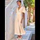 thumbnail image 5 of Vestido Formal Elegante para Mujer 2025, Informal, con Escote en V, Mangas Abullonadas, Corte A, Holgado, , Color Albaricoque S, 5 of 7