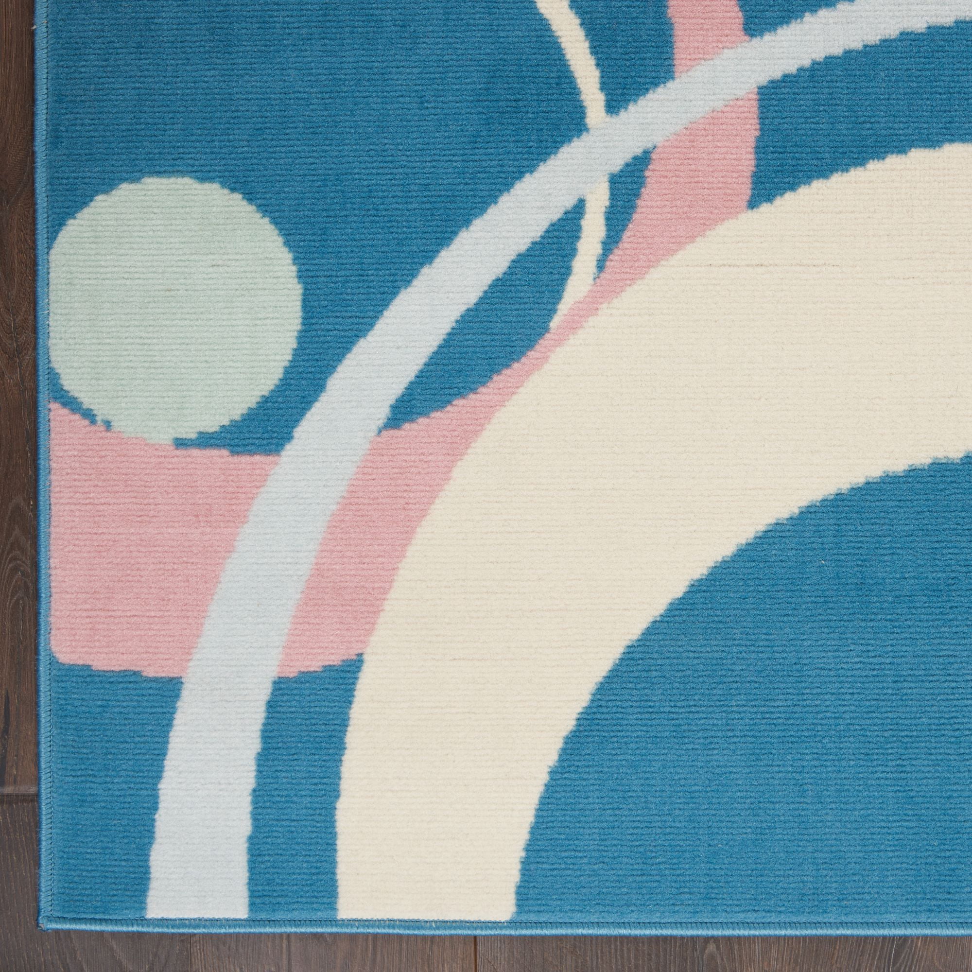 Nourison Grafix 3'9"X5'9" (4' x 6') Blue Multi Colored Area Rug Retro Contemporary Geometric by Nourison