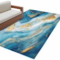 thumbnail image 2 of Blue Marble Runner Rug 2.7x5 FT, Non Slip Entryway Carpet, Luxury Yellow Modern Ink Painting Art Washable Soft Floor Carpet Entrance Mat Non-Shedding Throw Rug for Hallway Laundry Room Bedside, 2 of 9