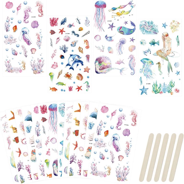 Stickers Glitter Pack 10 Sheets Tropical Fish Sea Animals Cartoon Decal  Stickers Craft DIY Decoration Scrapbook Book Album Diary Card Birthday  Party