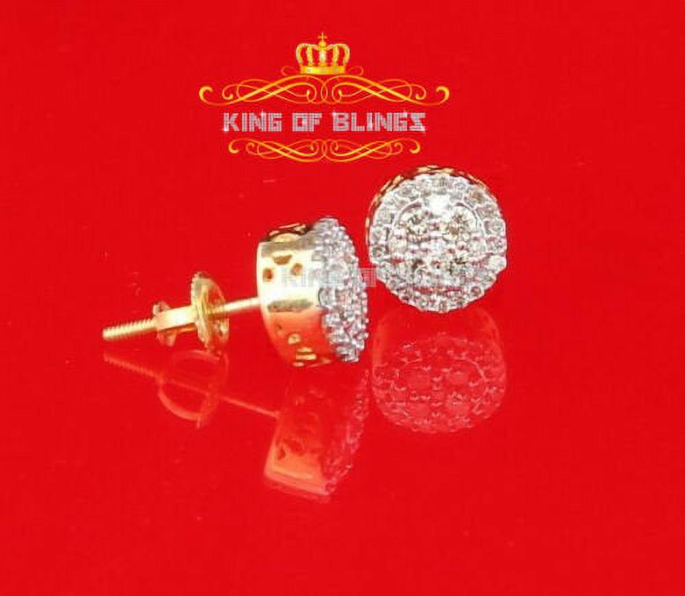 King of Bling's 10K Real Yellow Gold Real Diamond 0.50CT Men's/Women's Stud Round Earrings