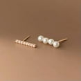thumbnail image 3 of EOEMY 925 Sterling Silver Crystal &Pearl Bar Stud Earrings Studs Geometric Jewellery-Rose Gold, 3 of 6