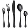 thumbnail image 1 of Cuchillo de acero inoxidable, tenedor, cuchara, juego de cubiertos, cuchillo, tenedor, cuchara, juego de 5, negro, 1 of 4