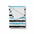 thumbnail image 2 of Abstract Soft Flannel Fleece Throw Blanket, Paintbrush Large Color Bands Simplistic Horizontal Lines Stripes, Cozy Plush for Indoor and Outdoor Use, 50" x 70", Aqua Black White, by Ambesonne, 2 of 6