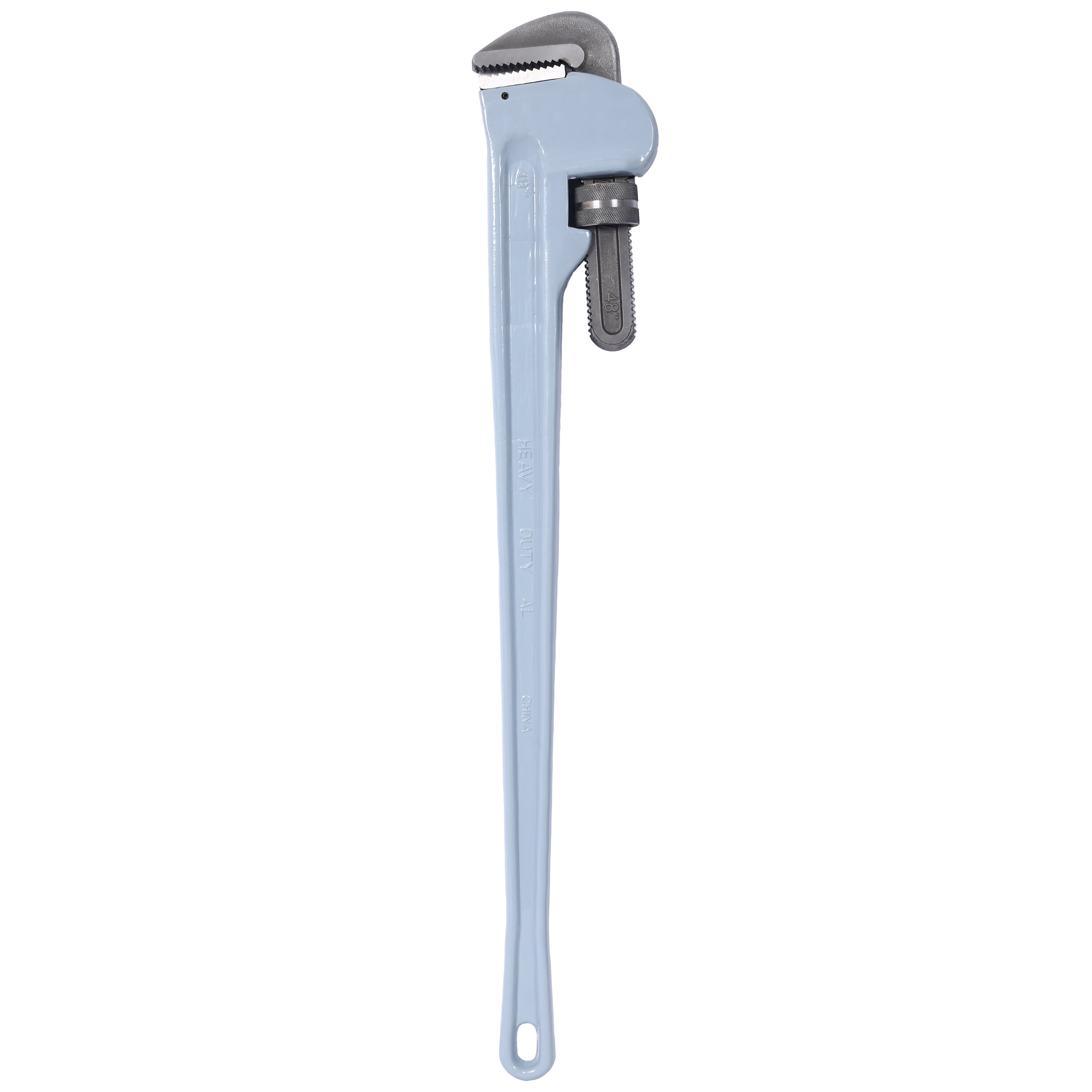 , 48 inch Pipe Wrench Aluminum Straight Pipe Wrench Heavy Duty 48-Inch Plumbers Wrench,Easy to Carry, Hangable Design, for Water Pipes, Automotive Repairs, Light Gray ,Aluminium Alloy ,