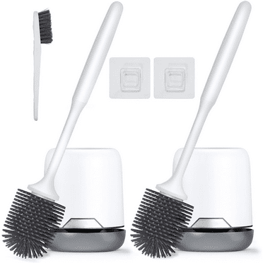 Lefree 2 Pack Silicone Toilet Brush Set with Ventilated Holder, Floor Standing & Wall Mounted Toilet Scrubber