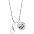 thumbnail image 1 of Delight Jewelry Silvertone Mother Infinity Sign Silvertone Script Initial Disc - W - Charm Necklace, 20"+3", 1 of 4