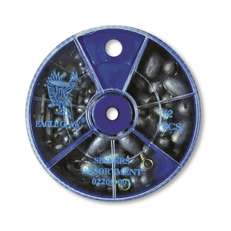 Eagle Claw Multi-Style Fishing Weights Kit, 62 Assorted Sinkers