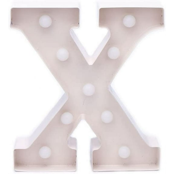 Home by Jackie Inc Decorative White Vintage Rustic Metal Hanging Light up LED Letter “X”