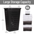 thumbnail image 4 of Mind Reader Slim Tapered Laundry Hamper with Lid, Clothes Basket with Swiss Cross Cut-Outs, Lightweight & Ventilated, Plastic, Gray, 4 of 7
