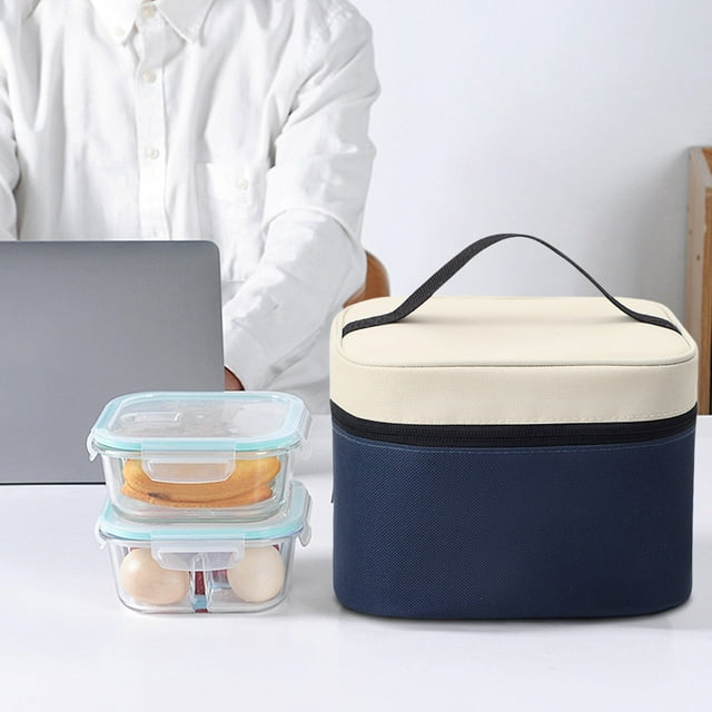 Bolsa isotérmica para el almuerzo | Bolsa térmica con doble compartimento para preparar y almacenar alimentos | Lonchera de gran capacidad para el trabajo, la escuela, picnics y viajes.