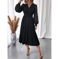 thumbnail image 6 of Long Sleeve Dress for Women Fall V Neck Aline Spring Elegant Modest Flowy Wedding Guest Maxi Dresses, 6 of 8