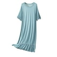thumbnail image 2 of Long Nightgowns for Women Plus Size Summer Sleep shirts Half Sleeve Lightweight Comfy Crewneck Maxi T-Shirt Dress, 2 of 5