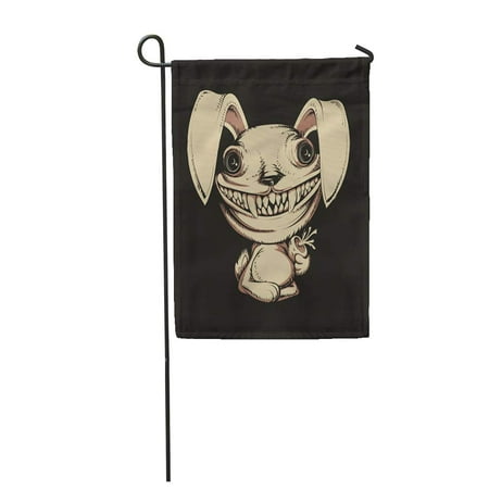 SIDONKU Cartoon Scary Rabbit Bunny Character Crazy Demon Face Fear Halloween Garden Flag Decorative Flag House Banner 12x18 inch