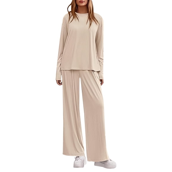 Pajamas for Women Set Fall Fashion Must Have Womens Pajama Sets V Neck Fitness Pj Set Long Sleeve Shirts Matching Pjs for Couples Beige