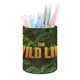 thumbnail image 1 of La Vida Salvaje-theme Cylinder Pen Holder Pencil Organizer with Flannel Lining PVC Leather Material Cardboard Base for study work 10*8CM, 1 of 6
