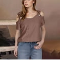 thumbnail image 2 of Diufon Cold Shoulder Tops for Women Summer Casual Short Sleeve Shirts Trendy Loose Blouses Fashion Clothes, 2 of 7