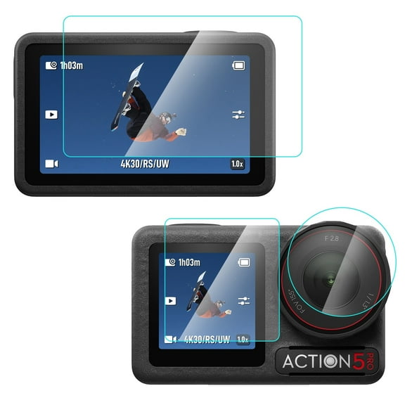 For DJI Osmo Action 5 Pro PULUZ 3-in-1 Lens Front and Back Screen Tempered Glass Explosion-proof