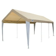 King Canopy 10' x 20' Tan/White Fitted Carport Canopy Cover w/ Leg Skirts