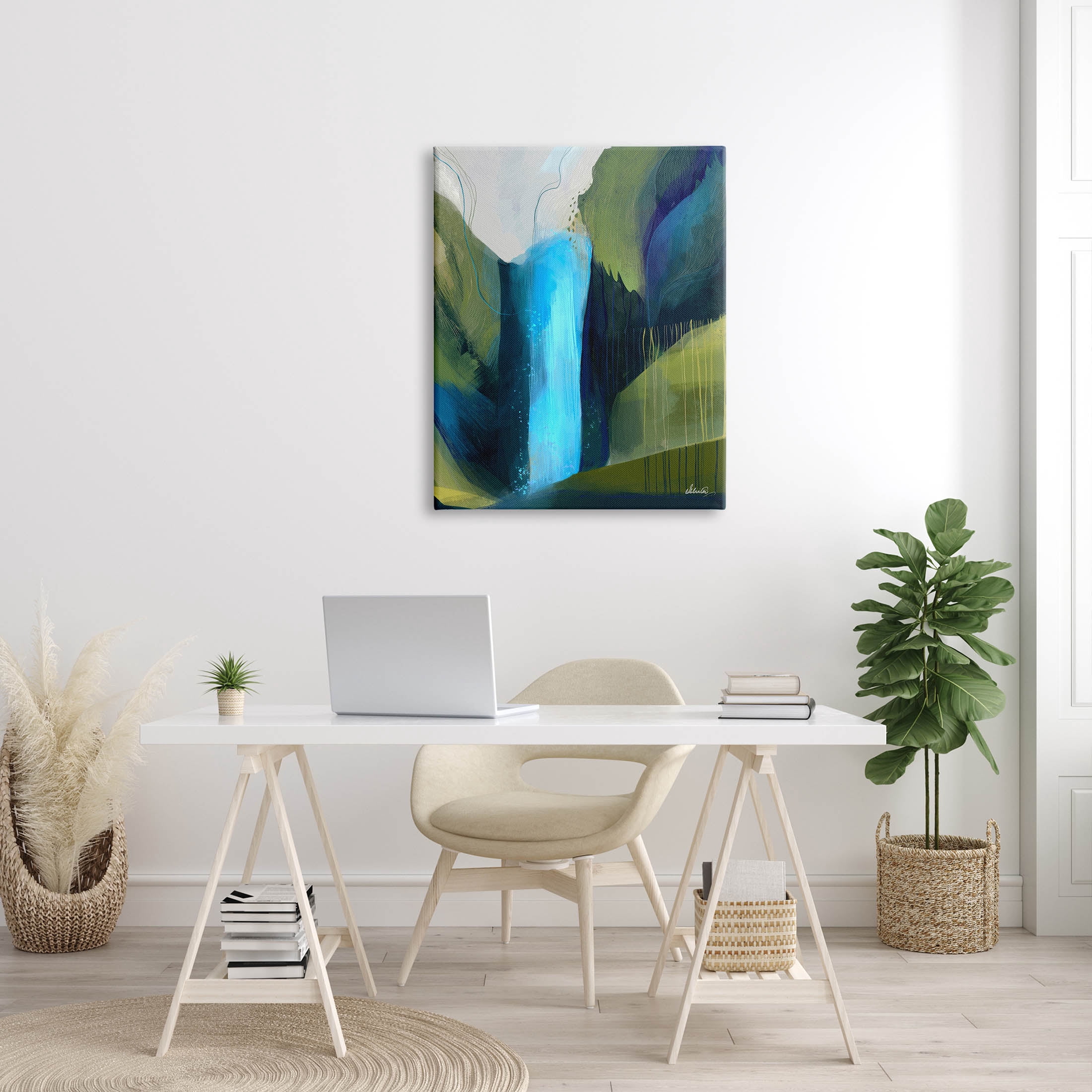 Abstract Waterfall Layered Landscape Abstract Graphic Art Gallery Wrapped Canvas Print Wall Art