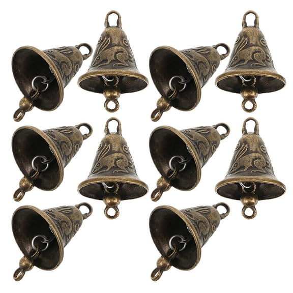 unbranded 10pcs Small Antique Bells Hanging Cowbells Wind Chime Accessories Wall Hanging Decor Bells For Wreaths Outdoor Indoor Christmas Decorations