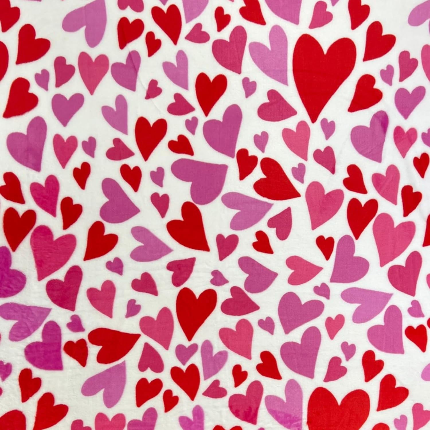 Serafina Home Hearts Throw Blanket: Contemporary Pink and Red Hearts, Microfiber Fleece Velour, Accent for Couch Sofa Bed (Pink Red Hearts)