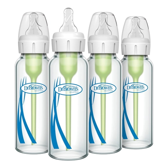 Biberón Dr. Brown's Anti-Colic Options+ de vidrio estrecho de 250 ml