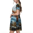 thumbnail image 2 of Disketp Rustic Vintage Truck Autumn para Vestido de Manga Corta para Mujeres, Vestidos de Verano para Mujeres, Casual y Holgado para la Playa, 2 of 6