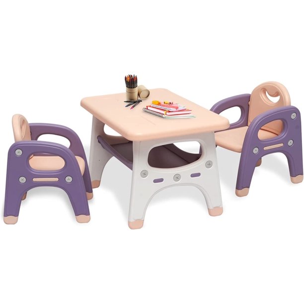 Kinbor Kids Table and Chair Set, Toddler Activity Table with Storage