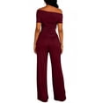 thumbnail image 4 of Kixjoy Jogging Suits for Women Off Shoulder Casual High Waisted Sweatsuits Athletic Soft Boat Neck Tops and Pants 2 Piece Basic Fall Loungewear Sets Woman, Wine S, 4 of 5