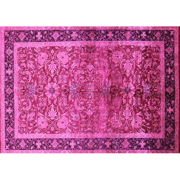 Ahgly Company Indoor Rectangle Oriental Pink Industrial Area Rugs, 7' x 10'