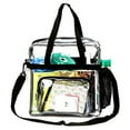 thumbnail image 2 of K-Cliffs 12" Clear PVC Messenger Bag Heavy Duty See Through Tote. Stadium Approved Handbag Transparent Pouch Hand Bags Top Handle & Adjustable Shoulder Strap Black, Unisex, 2 of 7