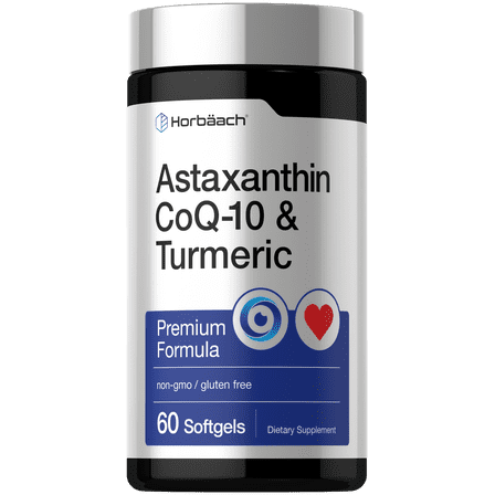 Astaxanthin 12mg | with CoQ-10 & Turmeric | 60 Softgels Supplement | by Horbäach