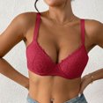 thumbnail image 5 of Women's Solid Color Lace Thin Comfortable Breathable Push Up Bra with Underwire Triple Bra Shaping Bra Comfortable & Breathable(Color:Red,Size:85C), 5 of 9