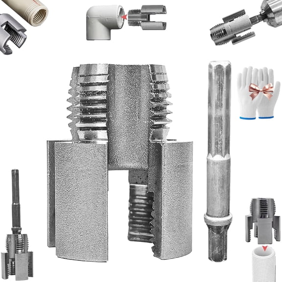 2026 Upgrade Pipe Tapping and Threading Tool, Dual-Function Integrated Internal & External Pipe Threading Tool, Electric Drill Compatible Pipes Threader Kit, for 1/2" PVC/Plastic Pipes (1/2")