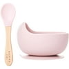 NAZIRABABY Silicone Baby Bowls and Spoons First Stage - Bowl with Spoon Set for Baby and Toddler - BPA Free Suction Bowls - Microwave Dishwasher and Freezer Safe (Flamingo Rose)