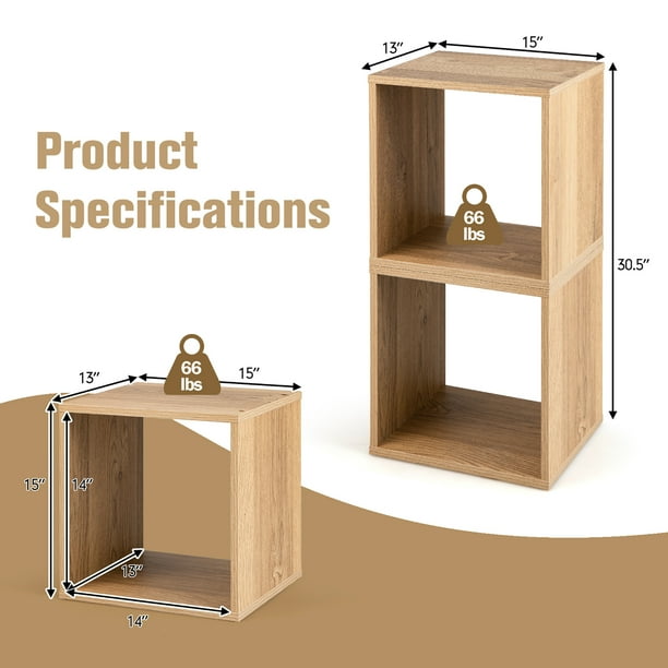 Costway 2 PCS Stackable Wood Open Shelf Storage Cubes Box Shelving Unit Walmart Business Supplies
