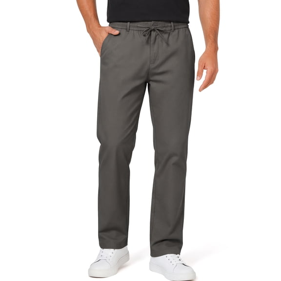GENTS BLISS Men Dress Pants Elastic Waist Drawstring Cotton Pants for Men Summer Chino Men Pants with Pocket